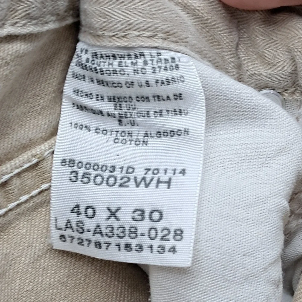 Wrangler Rugged Wear Mens Tan Khaki Relaxed Fit Cotton Pants 40x30 35002WH